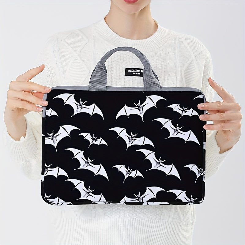 1pc Bat Printed Notebook Computer Bag, Simple Briefcase, Notebook Computer Protective Bag, Laptop Tablet Commuter Briefcase, File Storage Bag