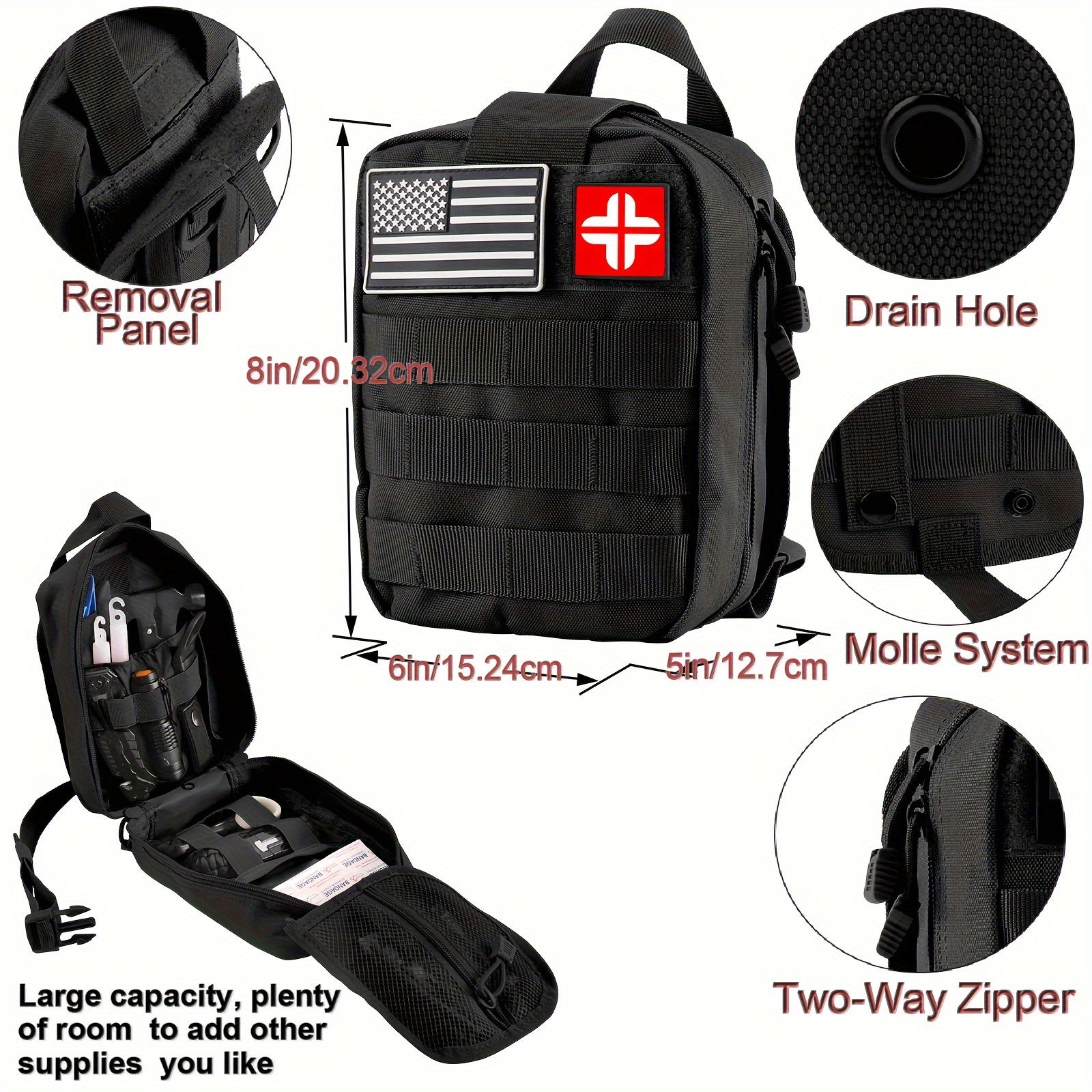142pcs Survival First Aid Kit for Car Emergency Preparedness- Comprehensive Emergency First Aid kit Survival Gear/Camping Gear in MOLLE Bag for Men Him Christmas