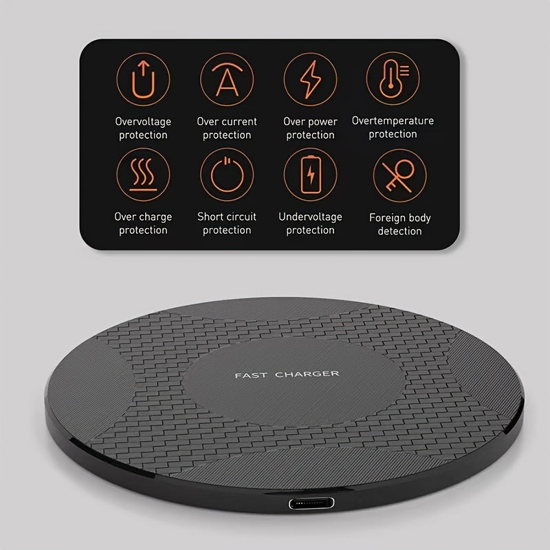 1pc Y9 10W Fast Wireless Charger, USB-Powered with Charging Indicator, Universal Compatibility for Phone 15/14/13/12/11 Pro Max/XR/XSMAX/X/8Plus, ABS Plastic, Portable &amp; Desktop-Friendly