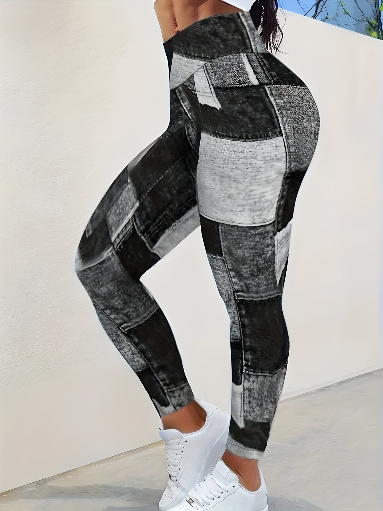Women's Outdoor Sports Recommended Plaid Print Long Pants, Polyester and Elastane Blend, Machine Washable - Spring/Summer, 2024 Hot Deal, Plaid Print, Outdoor Sports, Women's Pants
