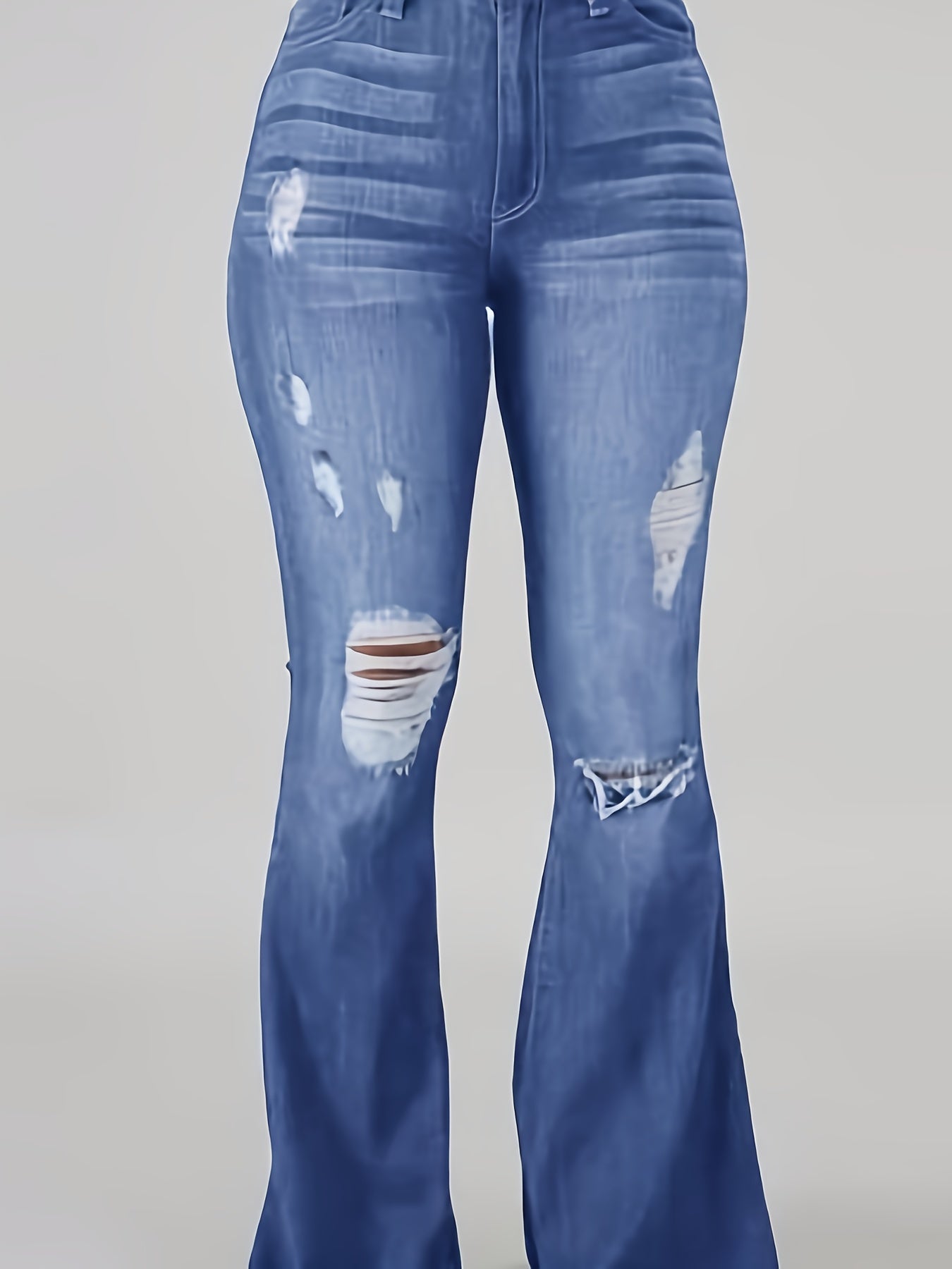 New Women's Elastic Waist Flare Hole Rough Side Large Size Jeans High Waisted Hip Lifting Comfortable Women's Pants