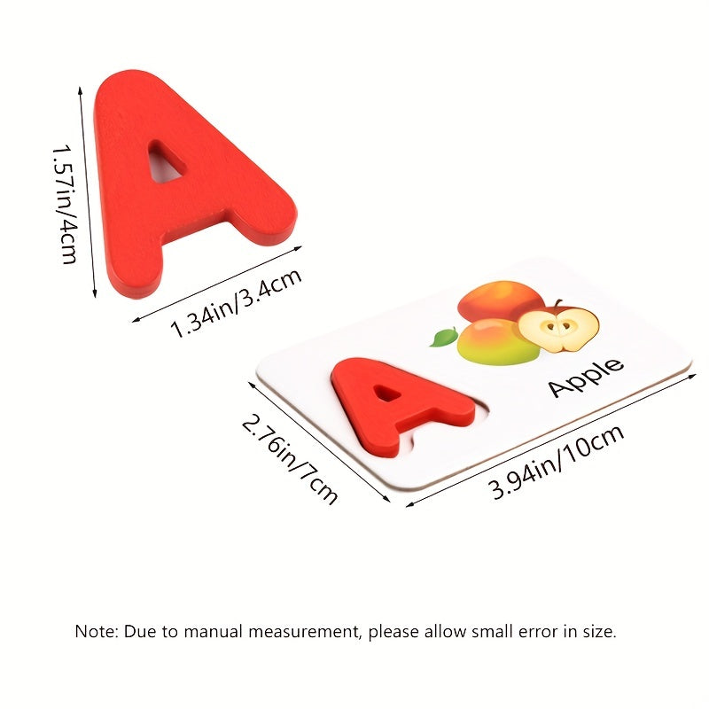 Wooden Alphabet Flashcards Set - Flash Cards for Toddlers, Educational ABC Learning Toys with Puzzle Game, Perfect for Preschool Activities, Halloween and Christmas Gift Ideas, Develops Problem-Solving Skills and Hand-Eye Coo