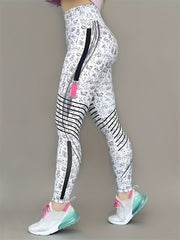 Autumn And Winter Super All-in-one Fashion Small Icon Printed Women's Pants Home Casual Outing Date Elastic Comfort High Waist Hip Lift Waist Yoga Pants