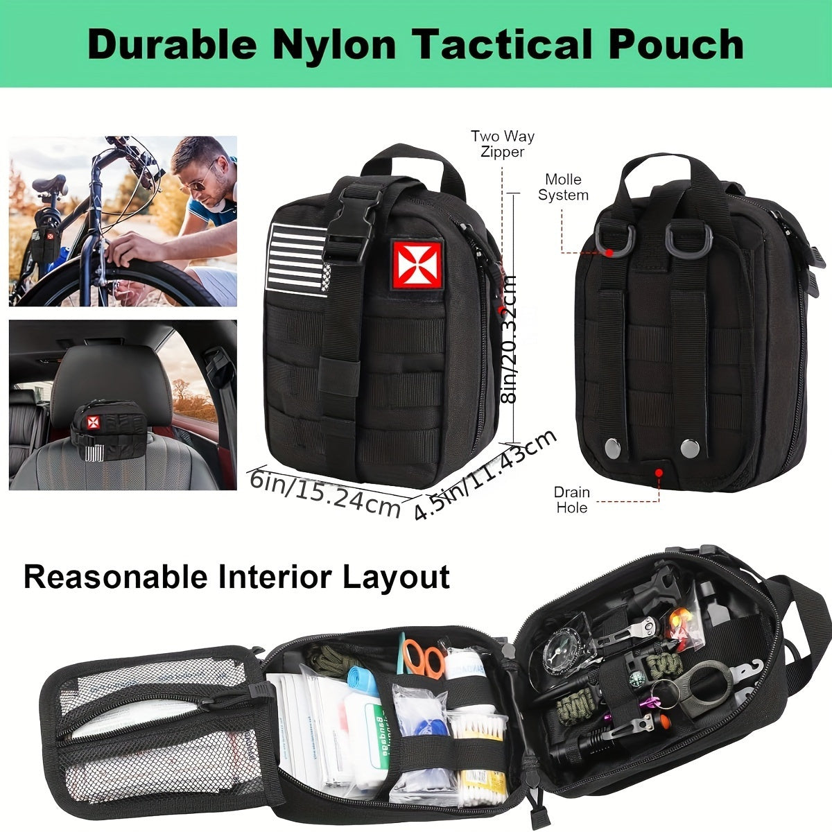 Survival Kit, First Aid Kit Survival Gear Tools Trauma Kit with Molle Pouch for Outdoor, Camping, Hunting, Hiking, Earthquake, Home, Office, Gifts for Men Dad Husband Women
