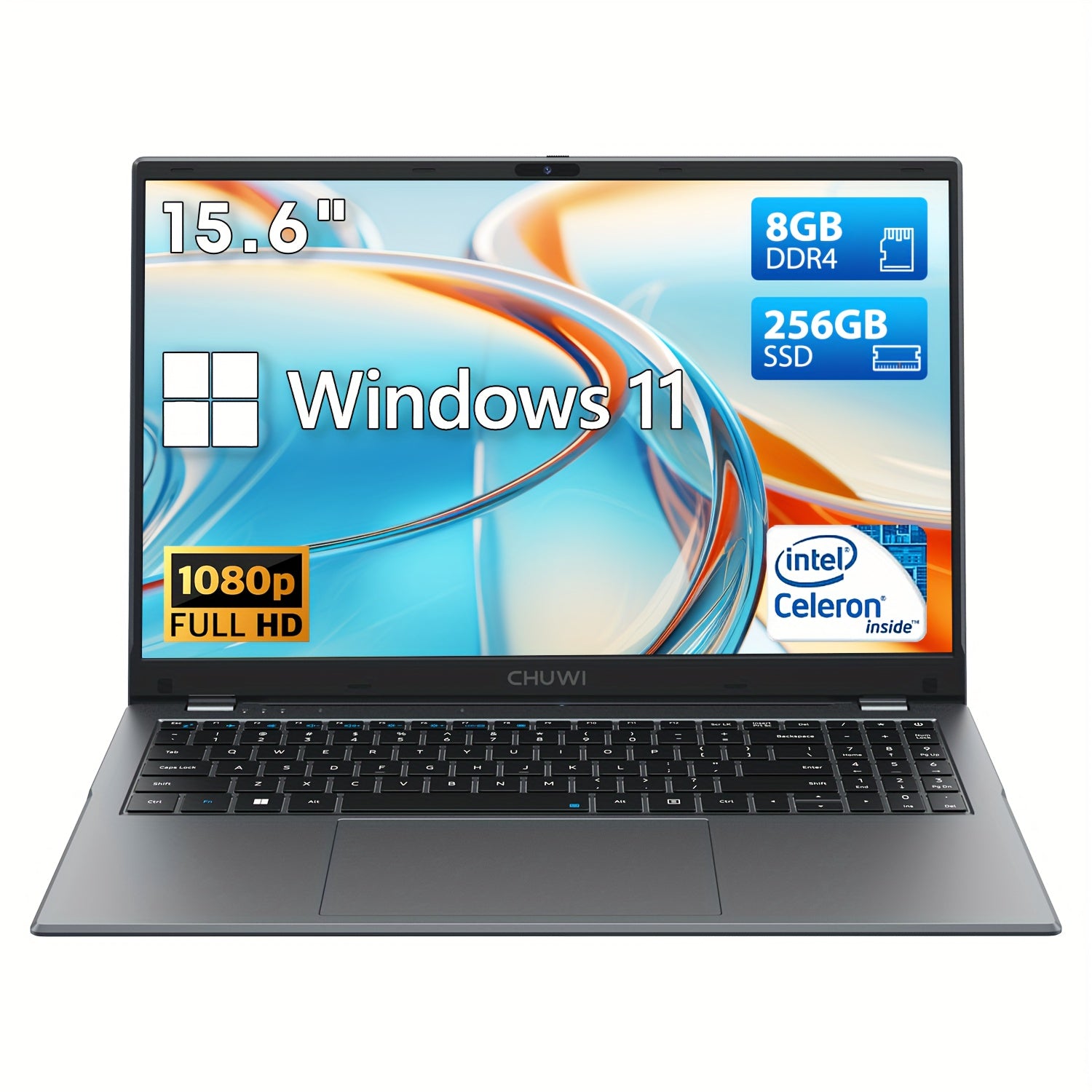 CHUWI HeroBook Plus Windows 11 Laptop, 15.6" 1920*1080 FHD IPS Display, 8GB DDR4 256GB SSD 1TB SSD Expand, Intel N4020, HD Interface, RJ45, 2.4G/5G WiFi, Webcam, USB-A, Type-C, Headphone Jack, NoteBook Computer