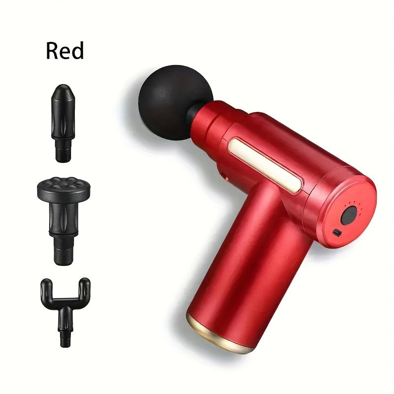 Home Convenient USB Rechargeable 7-speed Body Massager, Adjustable Multifunctional Body Fascia Gun, Fascia Electric Massager, Deep Tissue Impact Electric Muscle Massager, 4 Replaceable Massage Heads, Portable Handheld Ultra Q