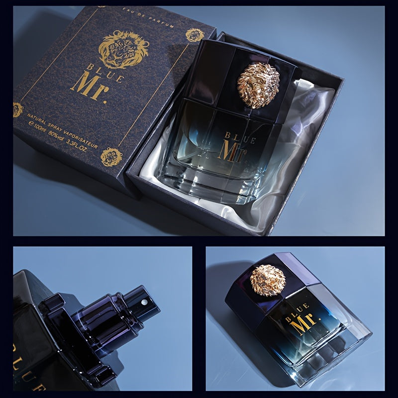3.38oz Mr. Blue Men'S Perfume Long-Lasting Fragrance Lion Domineering Perfume Sports And Leisure Party Perfume Business Travel Perfume Couple Lover Partner Date Dinner Perfume Satisfying Gift Perfume