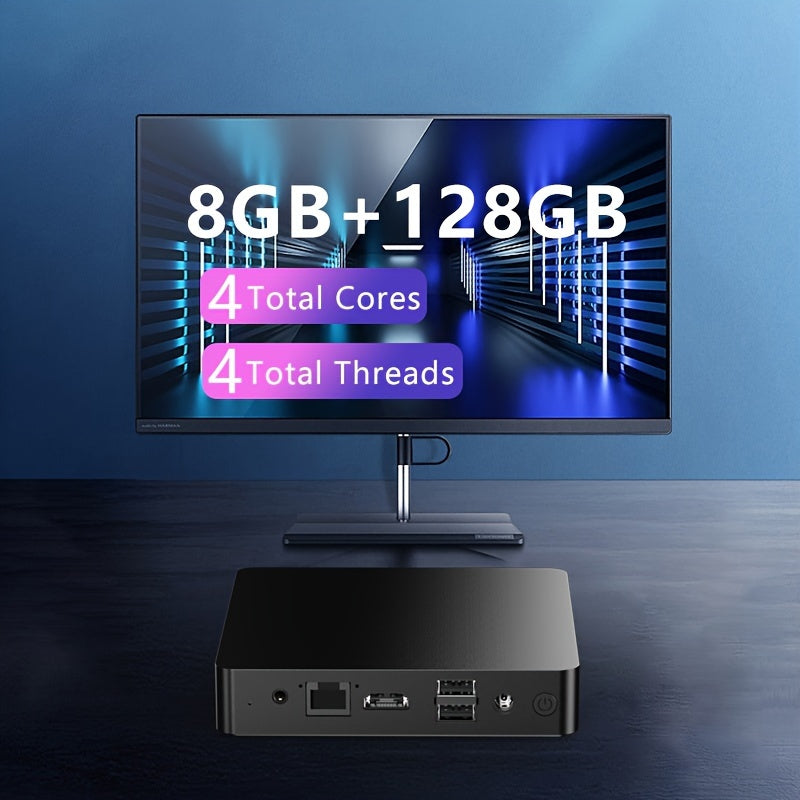 Mini PC CPU J3710 8GB RAM 128GB EMMC Mini Gaming Computer - Windows Home/Business Mini Desktop, Mini pc cheap, for Home Office Printers Digital Signage IoT Terminal Educational Mini Gaming Computer, mini desktop computer