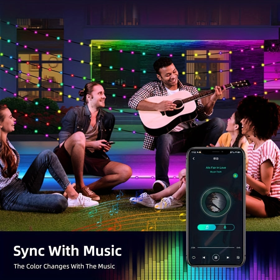 IP65 Waterproof RGB+IC Light With USB Infrared Remote Control Intelligent Wireless LED Fairy Light Christmas Light APP Control Music Synchronization Color Changing LED Strip Light With Remote Control LED Strip Light Mobile Ap