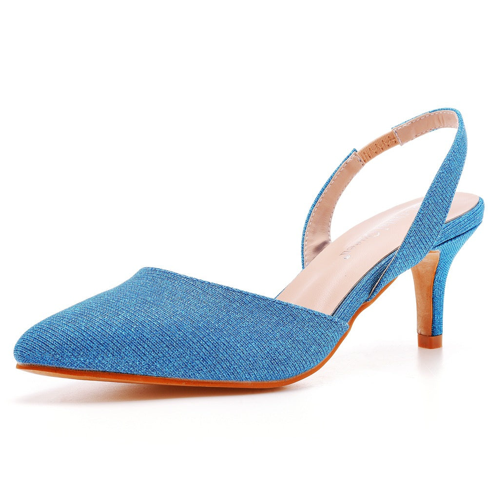 6cm Low-cut Pointed-toe Color-changing Cloth Plus Size Sandals