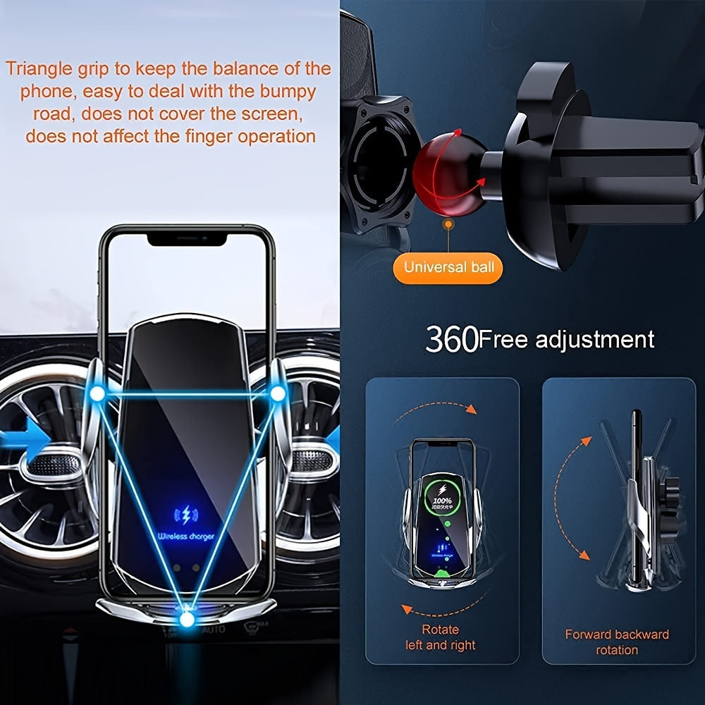 Fast Charging Smart Sensor Wireless Car Phone Charger Auto-Clamping Air Vent Phone Holder