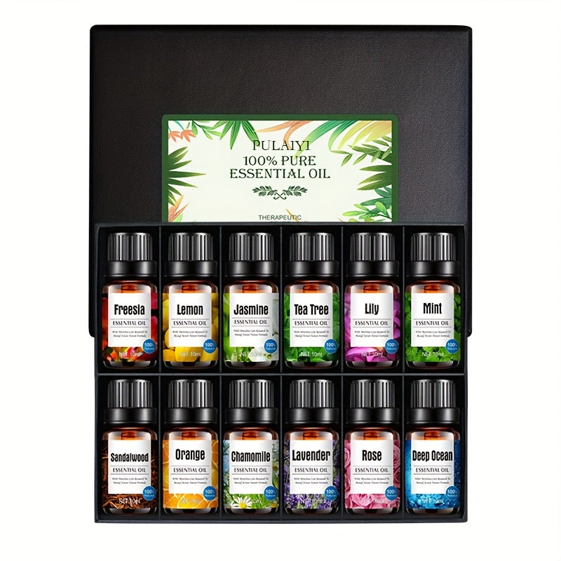 12 Bottles Aromatherapy Essential Oil Set - Relaxing Fragrance Collection for Diffuser & Humidifier, 100% Pure Liquid Essential Oils, Home Gift Set (Various Scented Oils)