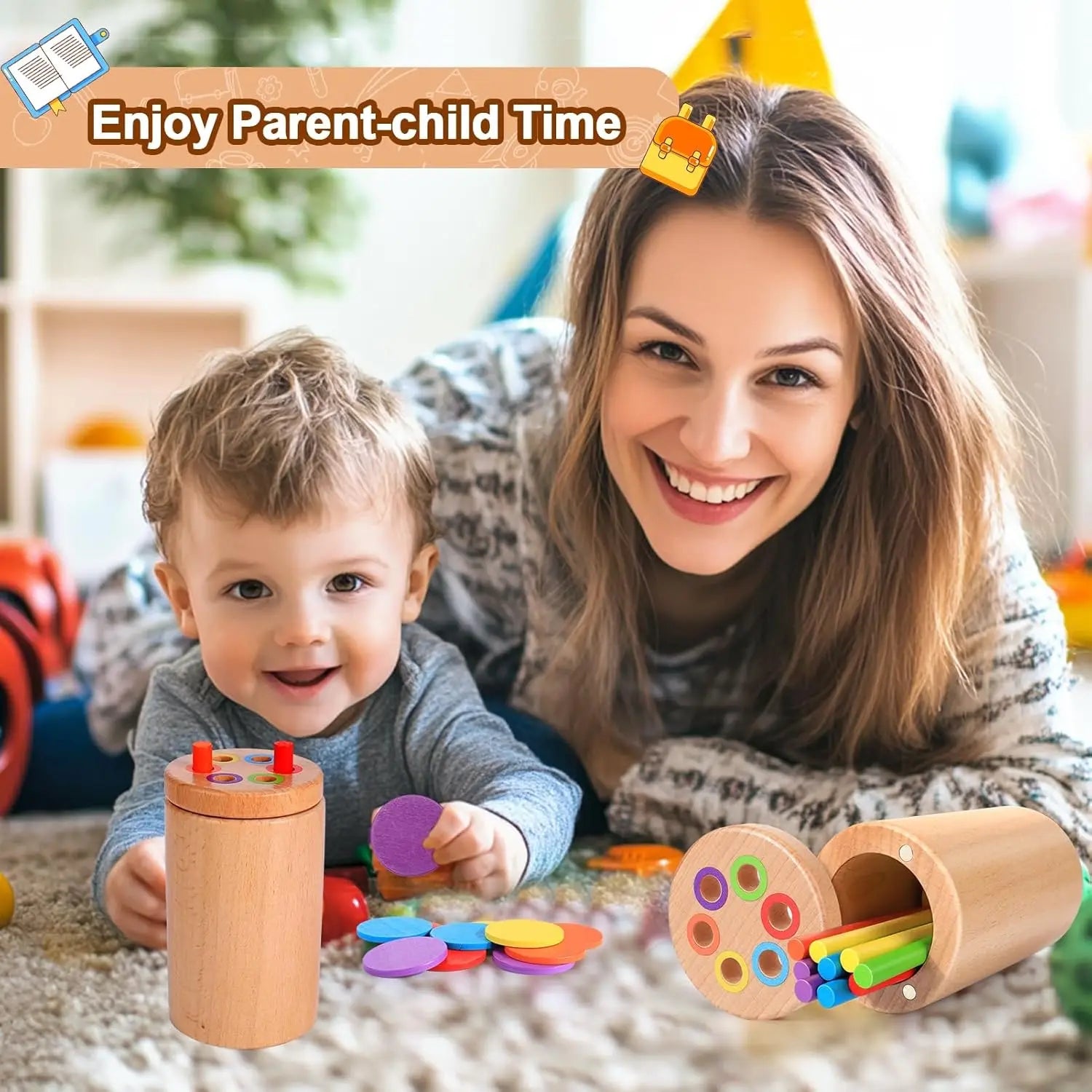 Jouets Montessori pour tout-petits en bois 3 en 1, tasse de tri de couleurs, jouet éducatif précoce, forme assortie, jouet à motricité Fine, Puzzle, cadeaux
