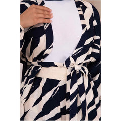 Navy Blue Zebra Pattern Viscose 2-Piece Shorts Set Asymmetrical Collar above Knee Length XL & 2XL Sizes for Club Outfits