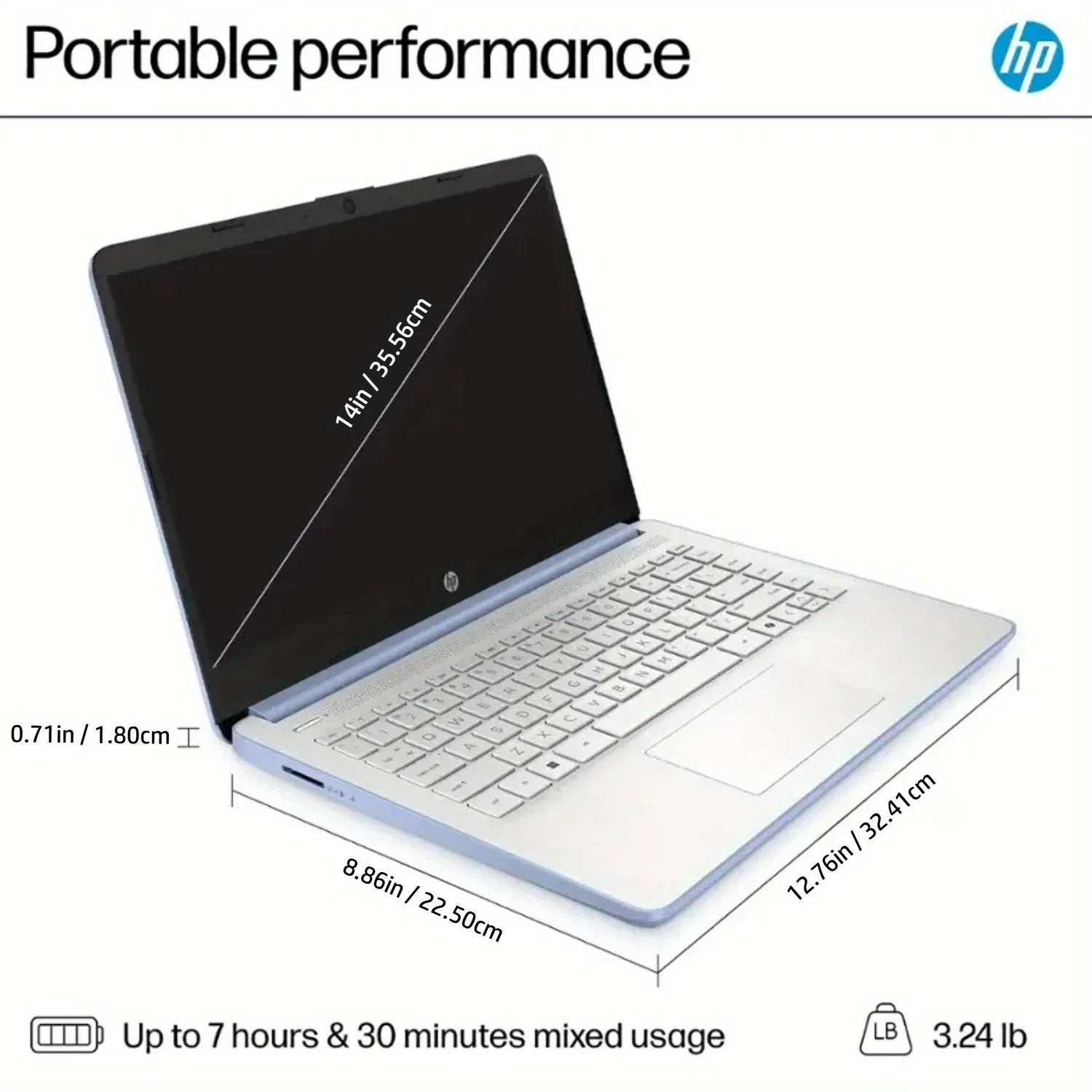 Ordinateur portable ultra léger HP 14" HD LED avec 1 an Microsoft 365, processeur Intel N150, 4 Go de RAM, 128 Go UFS, Windows 11 Home dans la mode S