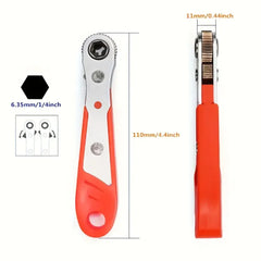 Steel screwdriver with forward/reverse ratchet, right-angle tool for tight spaces, motorcycle and car repair kit