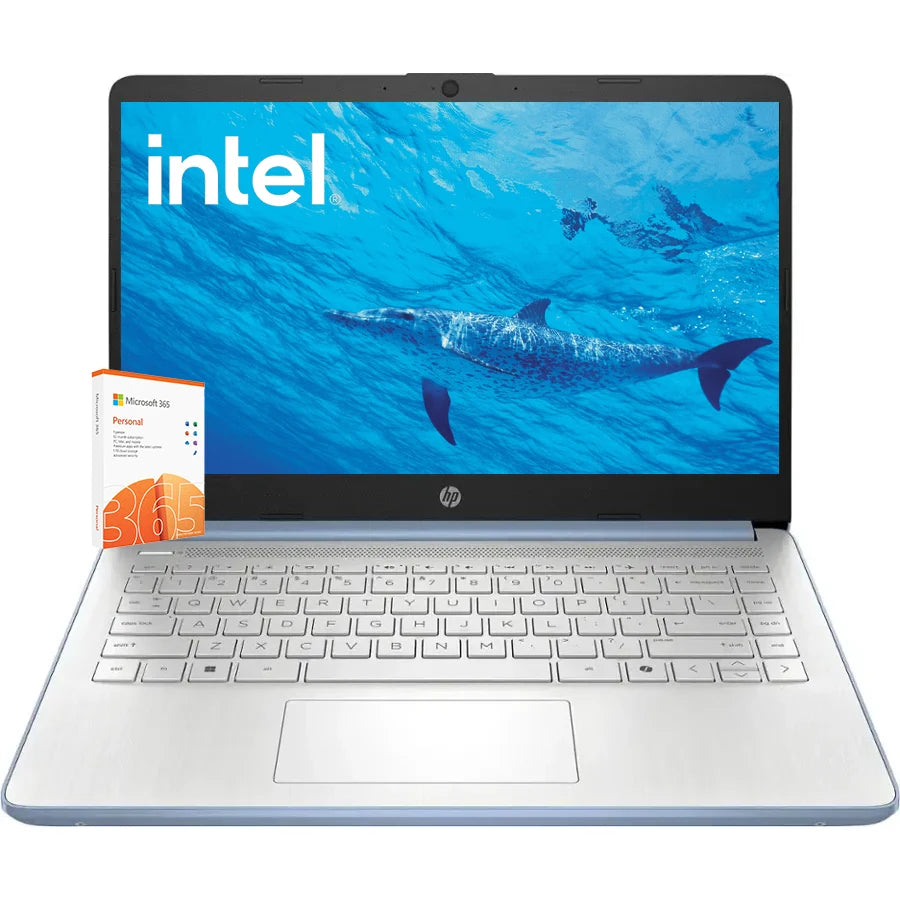 Ordinateur portable ultra léger HP 14" HD LED avec 1 an Microsoft 365, processeur Intel N150, 4 Go de RAM, 128 Go UFS, Windows 11 Home dans la mode S