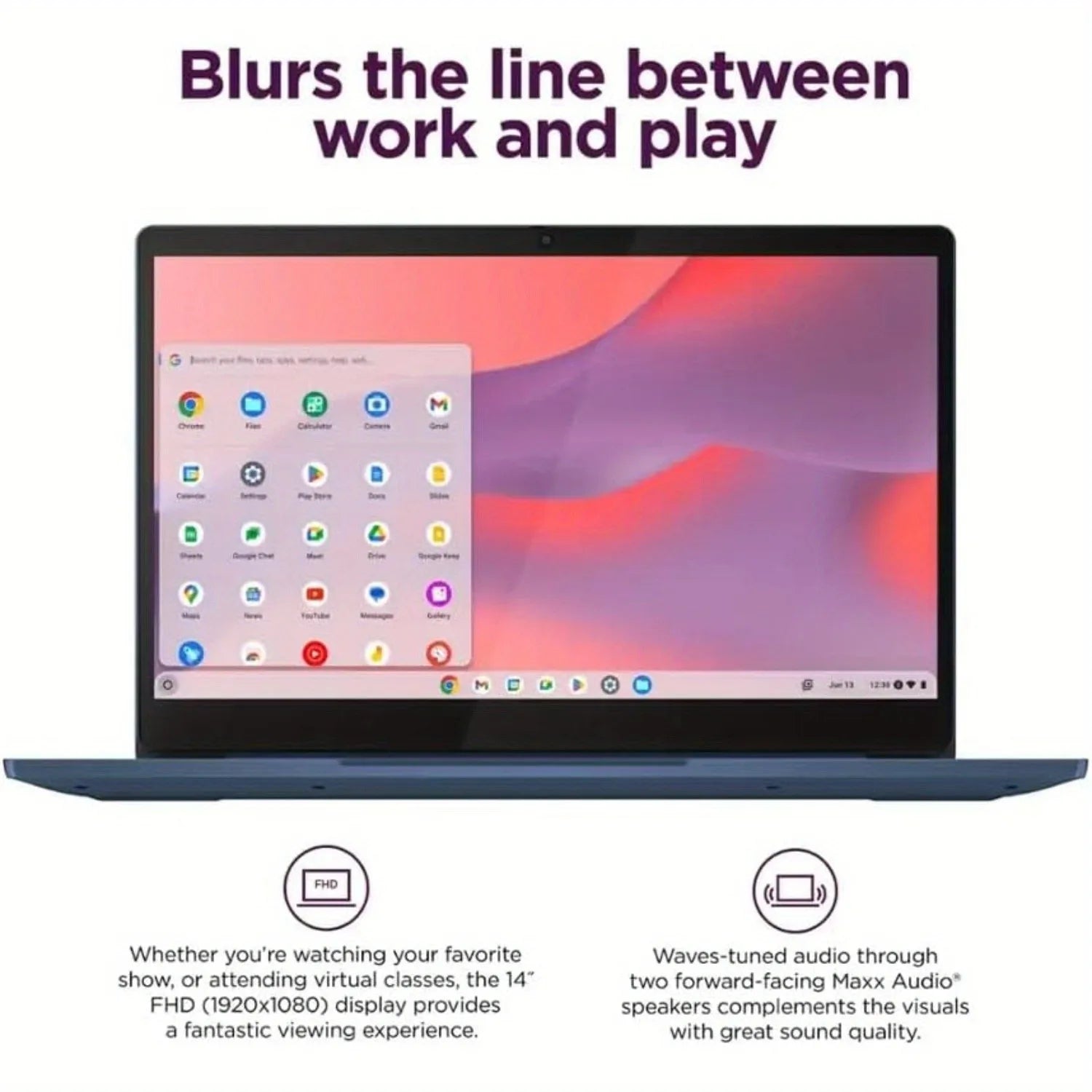 Chromebook Lenovo IdeaPad Slim 3 Full HD 14 pouces, MediaTek Kompanio 520,4 Go de RAM, stockage 320 Go (64 Go eMMC + carte SD 256 Go), système d'exploitation chromée