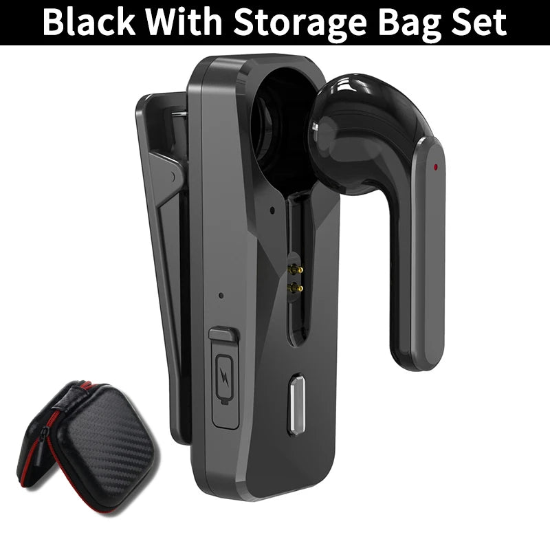 Bluetooth 5.1 casque sans fil écouteur d'affaires avec micro HD appel mains libres rappel de vibrations crochet d'oreille sport conduite casque