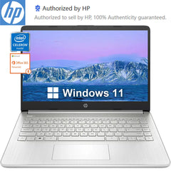 HP plus récent ordinateur portable professionnel 14 pouces, Intel Celeron N4120, jusqu'à 16 Go de RAM, 384 Go de stockage (128 Go d'eMMC + 256 Go Micro SD), 1 Anus Office 365, Argent