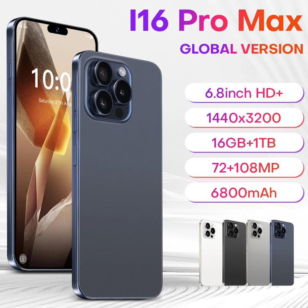 2025 nouveau Pad i16 Pro max tablette PC 6.8 pouces HD 4K Android 14 16GB + 1TB 6800mAh batterie 4G 5G double carte Sim WiFi GPS
