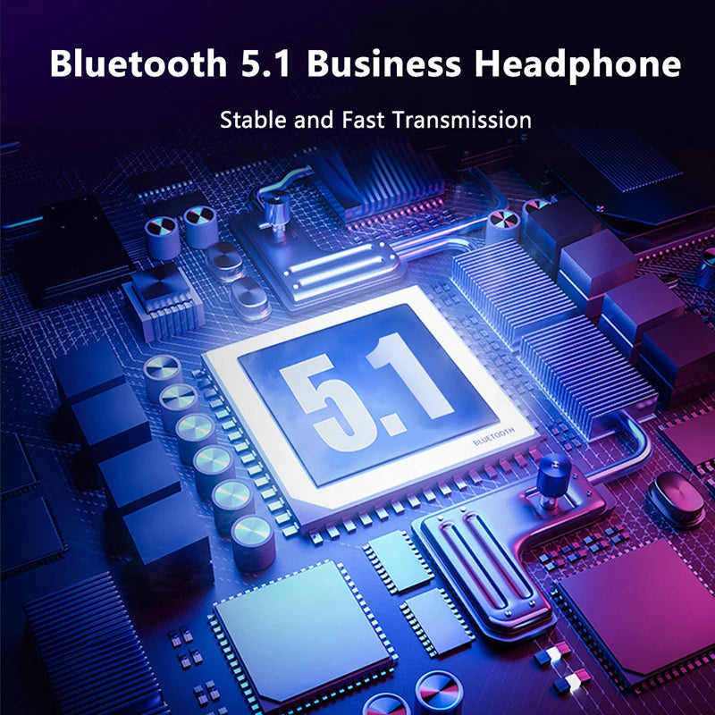 Bluetooth 5.1 casque sans fil écouteur d'affaires avec micro HD appel mains libres rappel de vibrations crochet d'oreille sport conduite casque