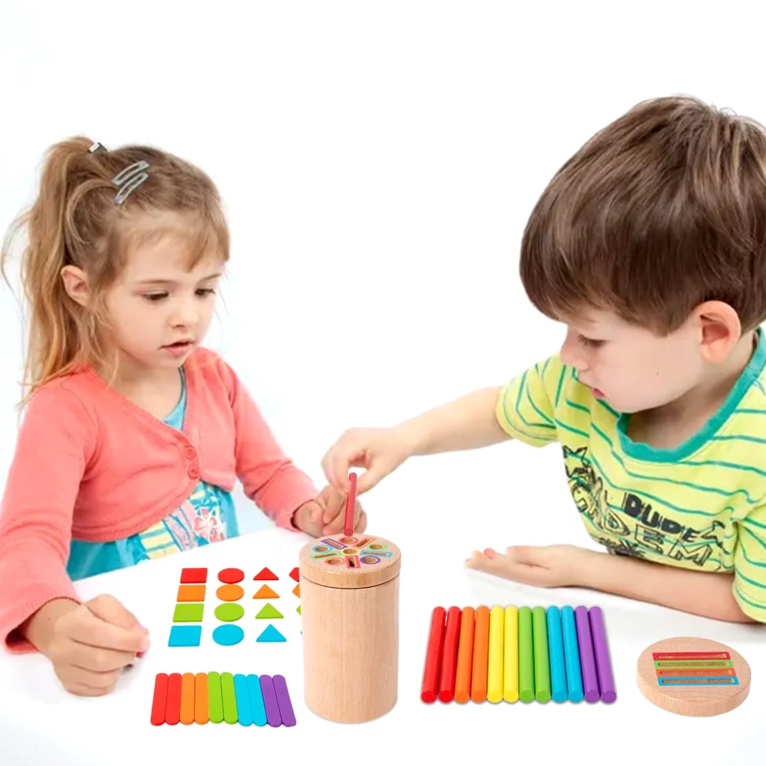 Jouets Montessori pour tout-petits en bois 3 en 1, tasse de tri de couleurs, jouet éducatif précoce, forme assortie, jouet à motricité Fine, Puzzle, cadeaux
