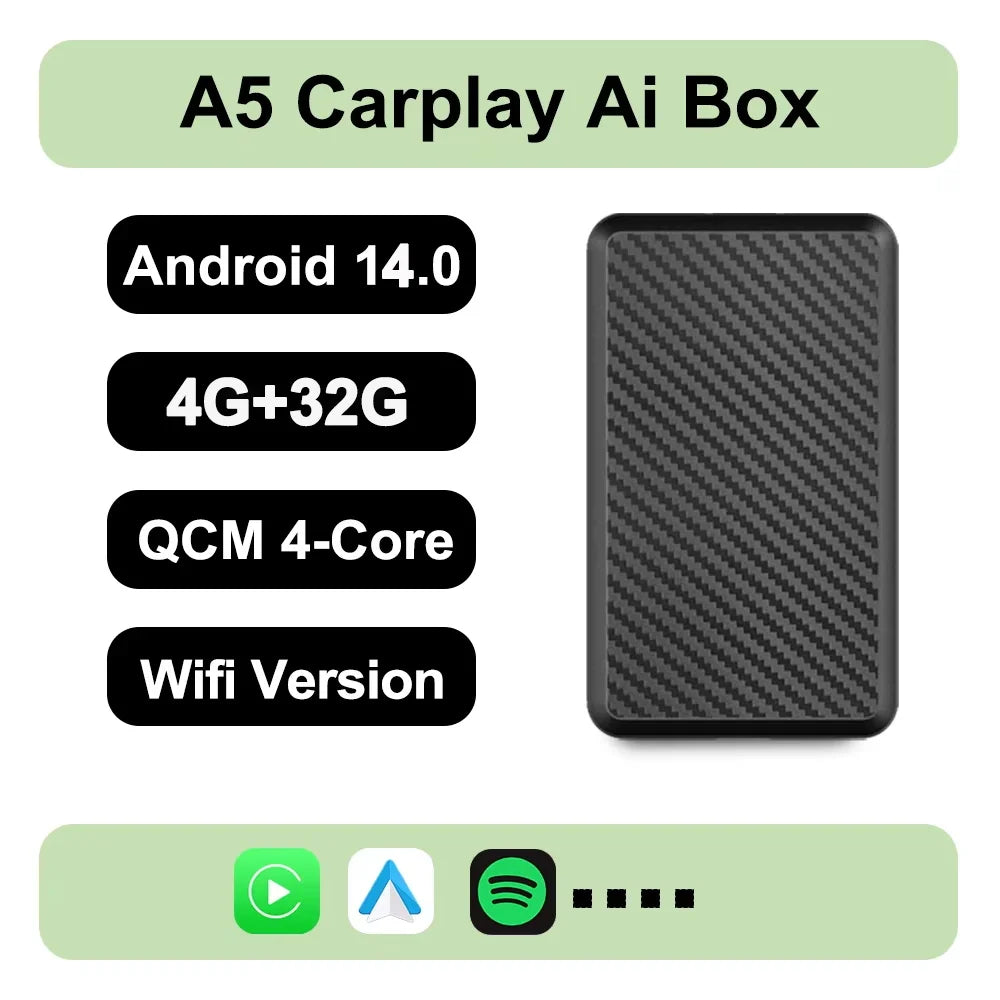 2025 New Android 14 CarPlay Ai Box 4G + 64G Wired to Wireless 3-in-1 Smart Dongle Plug and Play for YouTube Nexflit Wifi Mini Box