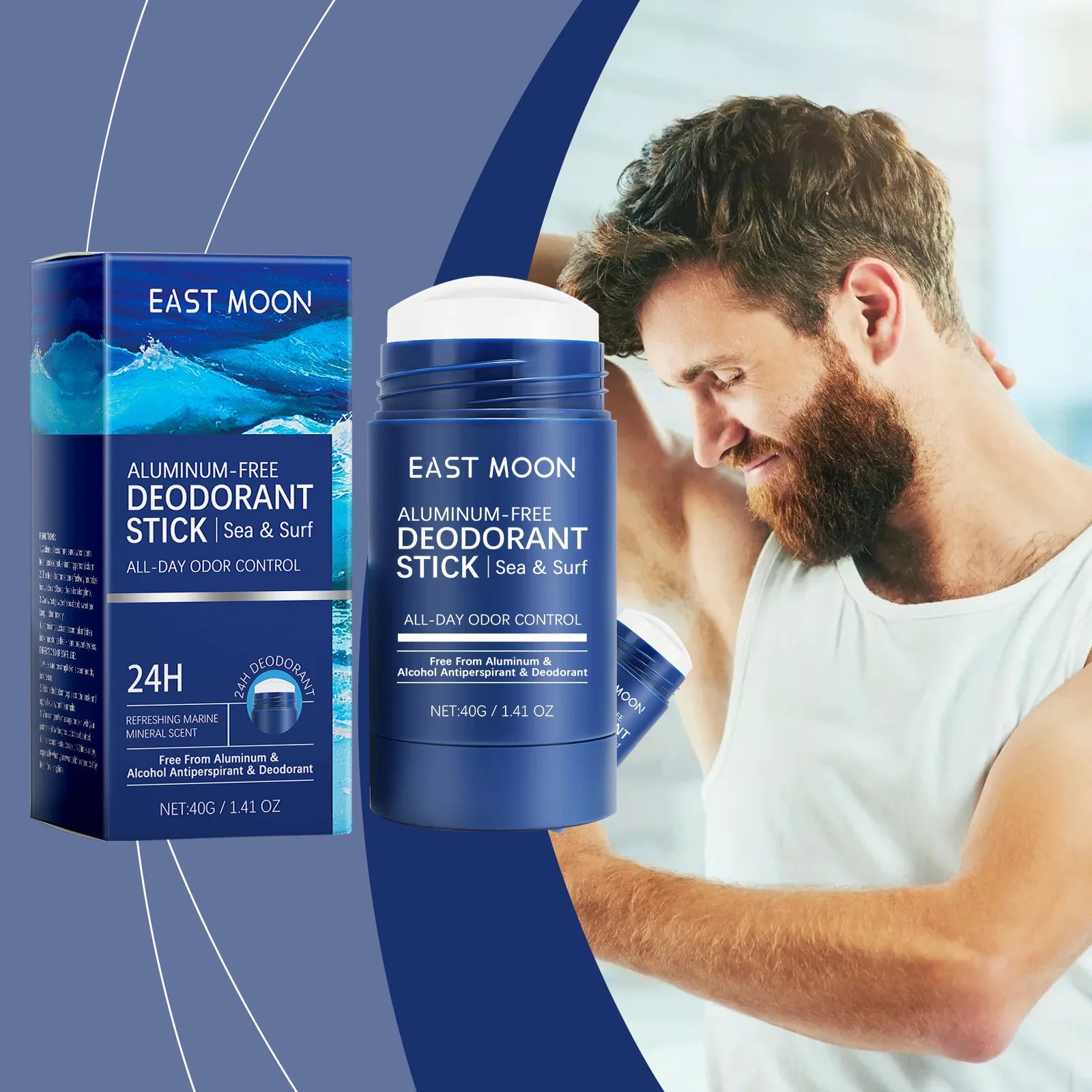 East Moon – bâton déodorant en bois de santal pour hommes, Anti-transpiration, garde le séchage, parfum durable, élimine les odeurs des aisselles, bâtons rafraîchissants