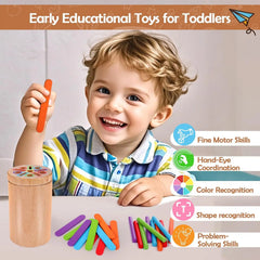 Jouets Montessori pour tout-petits en bois 3 en 1, tasse de tri de couleurs, jouet éducatif précoce, forme assortie, jouet à motricité Fine, Puzzle, cadeaux