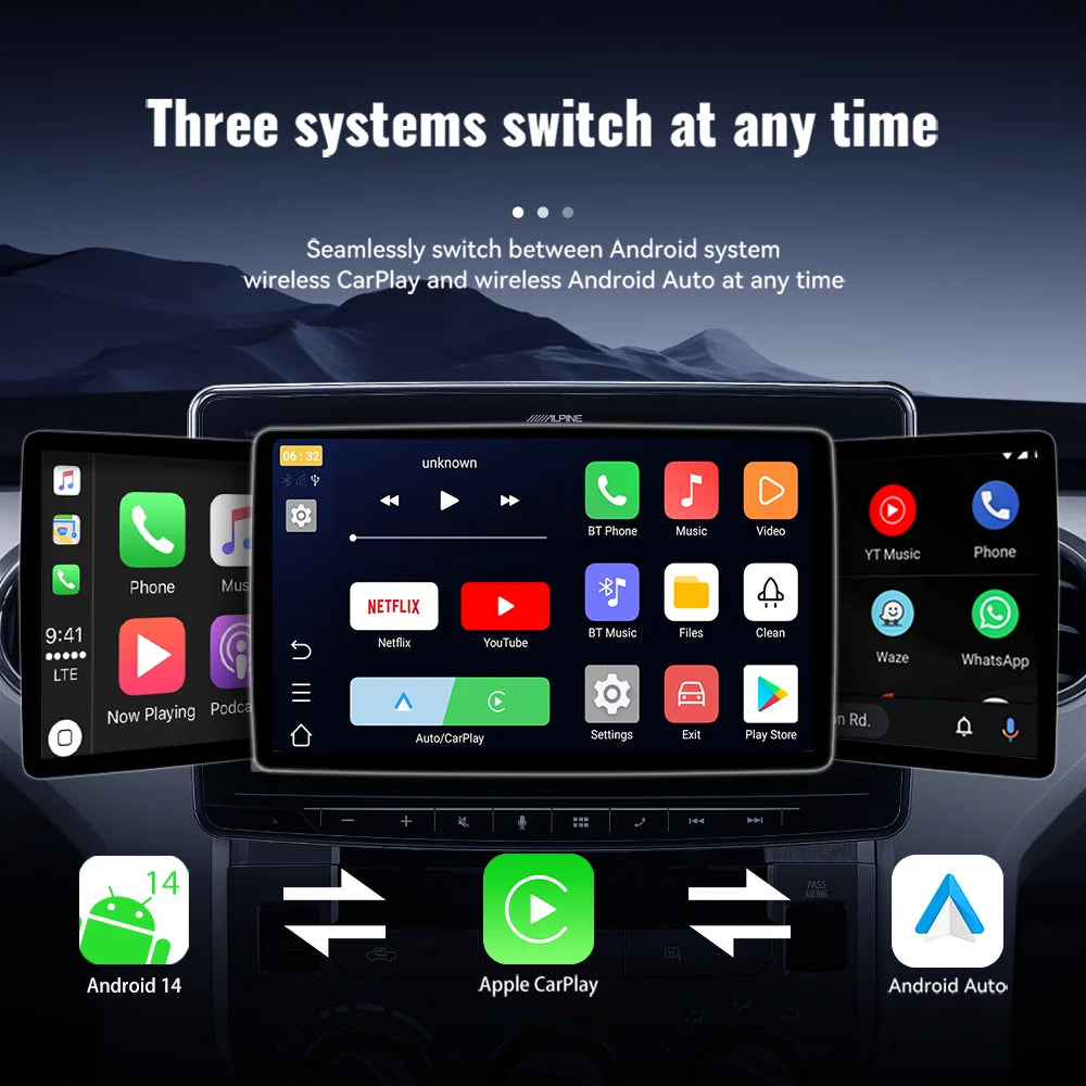2025 New Android 14 CarPlay Ai Box 4G + 64G Wired to Wireless 3-in-1 Smart Dongle Plug and Play for YouTube Nexflit Wifi Mini Box