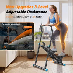 MERACH escalier Stepper nouvelle Version verticale compacte pliante grimpeur d'exercice avec plage de marche étendue guidon et pédales réglables