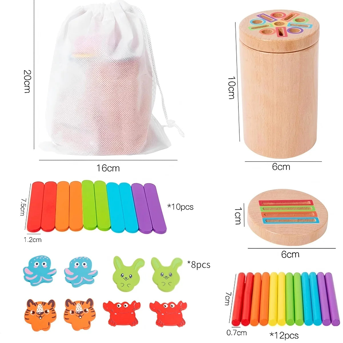 Jouets Montessori pour tout-petits en bois 3 en 1, tasse de tri de couleurs, jouet éducatif précoce, forme assortie, jouet à motricité Fine, Puzzle, cadeaux