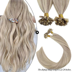 Ugeat U-Tip Human Hair Extensions 1g/s U-Tip Hair for Women 14-24" Pre-Glued Hair Extensions 50g/100g Keratin Tip Hair
