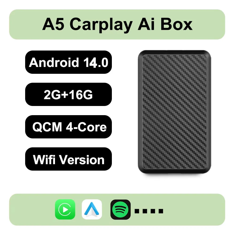 2025 New Android 14 CarPlay Ai Box 4G + 64G Wired to Wireless 3-in-1 Smart Dongle Plug and Play for YouTube Nexflit Wifi Mini Box