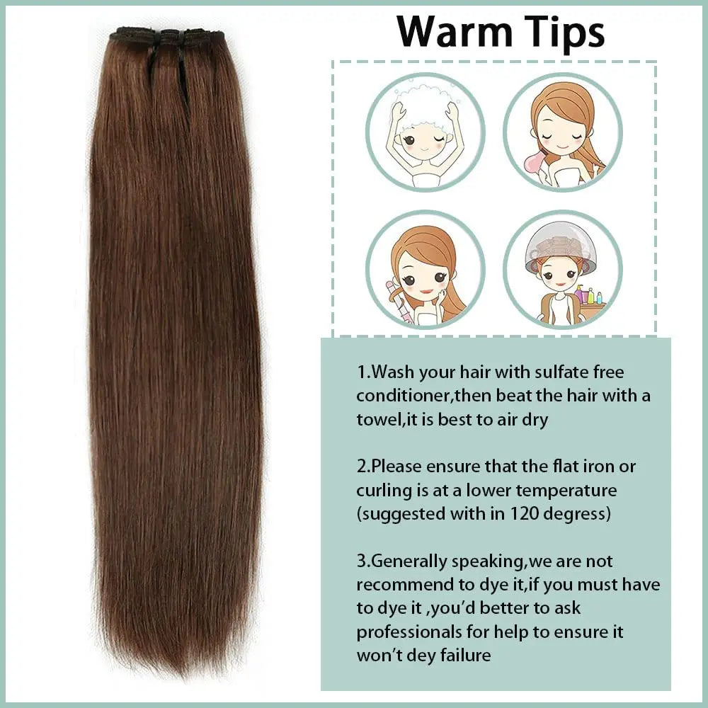 Pince à cheveux humains droite dans les Extensions de cheveux 100% non transformés pleine tête cheveux vierges brésiliens couleur noire naturelle 8 pièces avec 120G