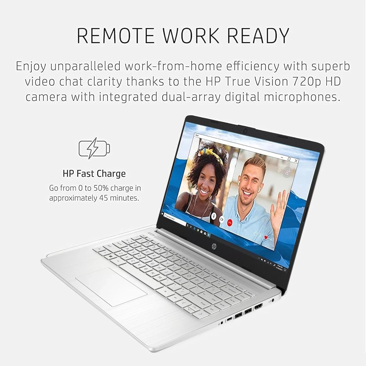 HP plus récent ordinateur portable professionnel 14 pouces, Intel Celeron N4120, jusqu'à 16 Go de RAM, 384 Go de stockage (128 Go d'eMMC + 256 Go Micro SD), 1 Anus Office 365, Argent