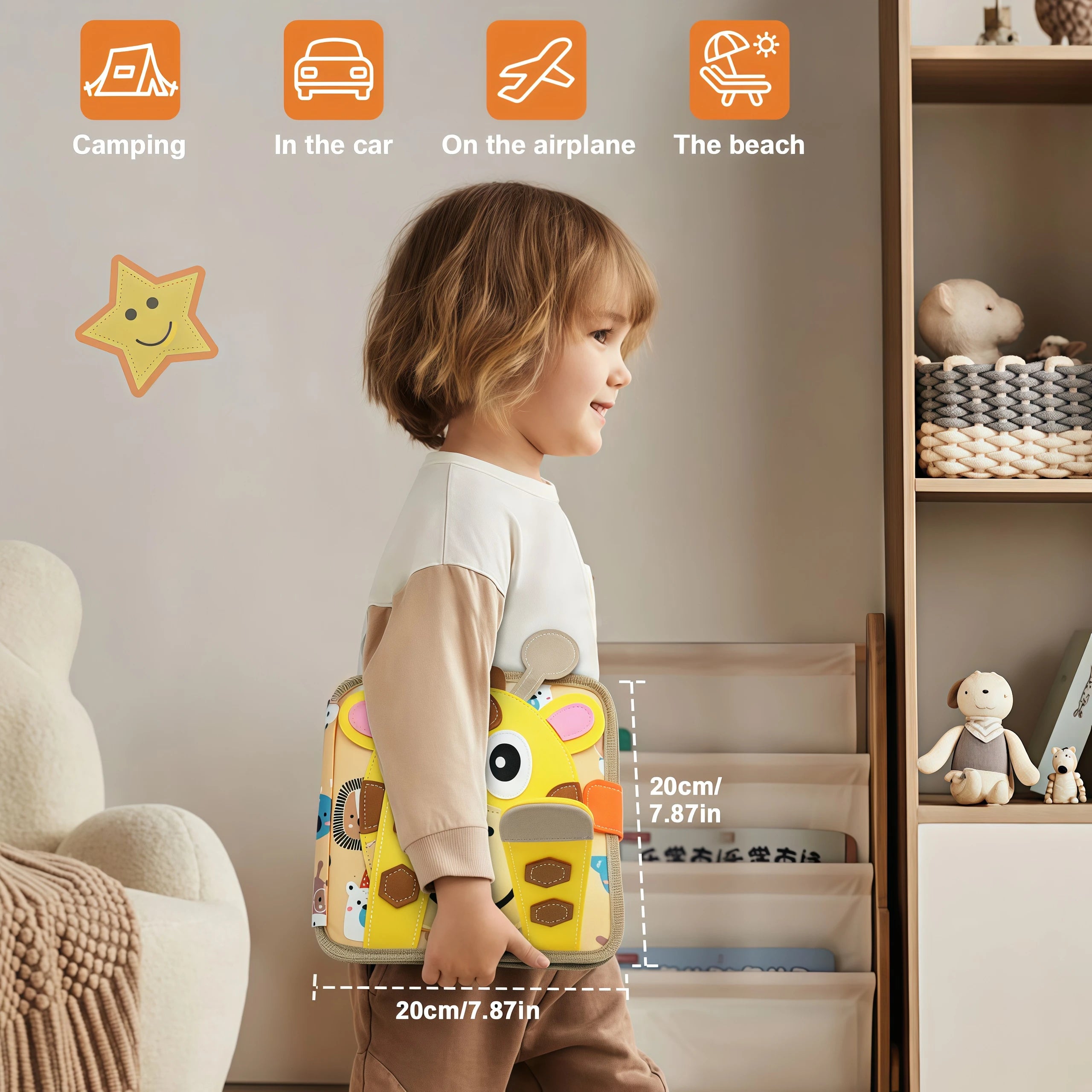 Livres silencieux Montessori pour les tout-petits, livre d'activités douces, livre en tissu feutré, jouet de voyage sensoriel avec activités d'apprentissage