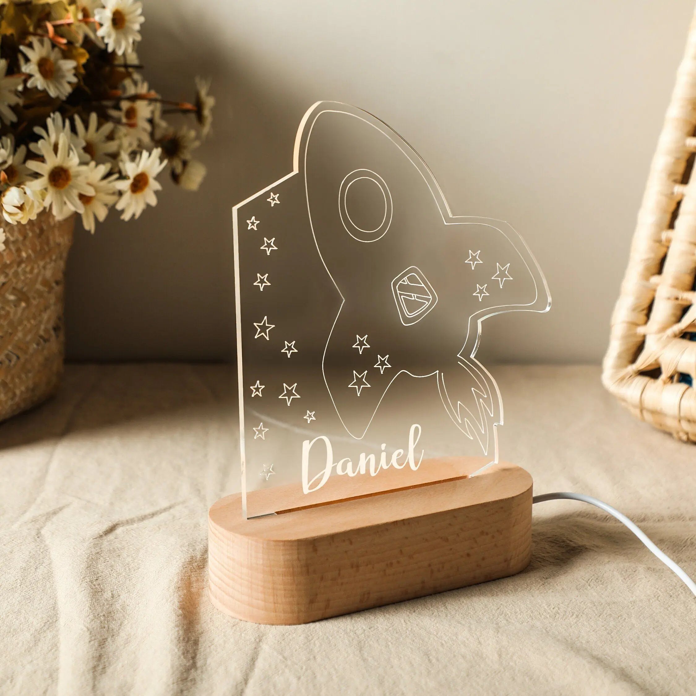 Bébé enfants USB veilleuse personnalisé enfants nom lampe personnalisé pépinière nouveau-né chambre décoration de la maison anniversaire Souvenir cadeau