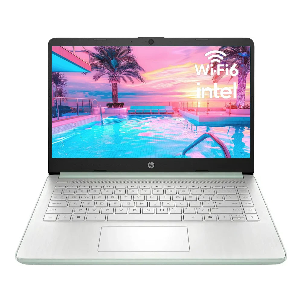 Ordinateur portable professionnel HP HD 14", processeur Intel N150, 16 Go de RAM, 128 Go de UFS, graphiques Intel, Wi-Fi 6, Windows 11 Home, vert saule