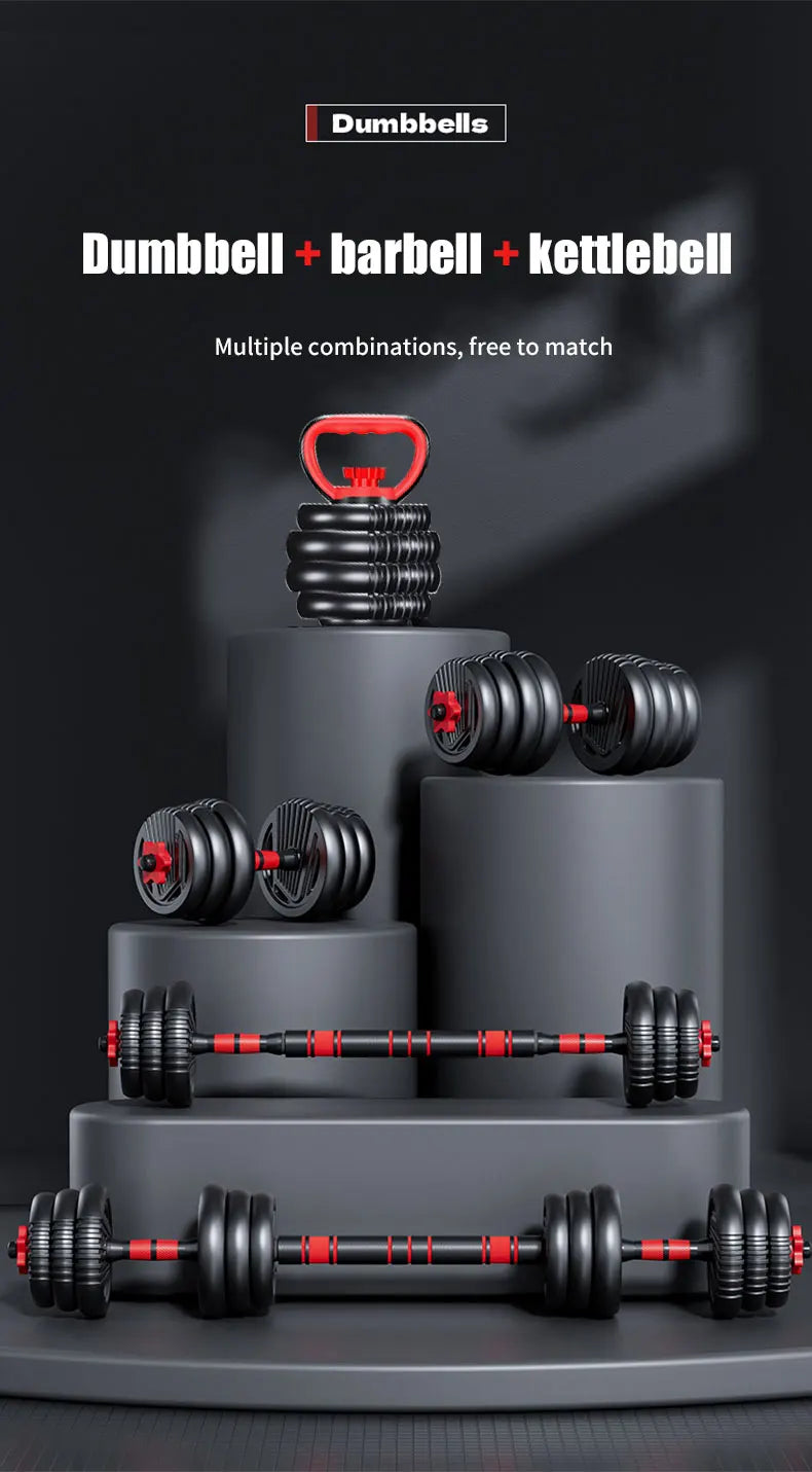 Ensemble d'haltères à poids réglable 4 en 1 22 lb – Équipement de gymnastique domestique multifonction pour hommes et femmes – Haltère convertible, Kettlebell