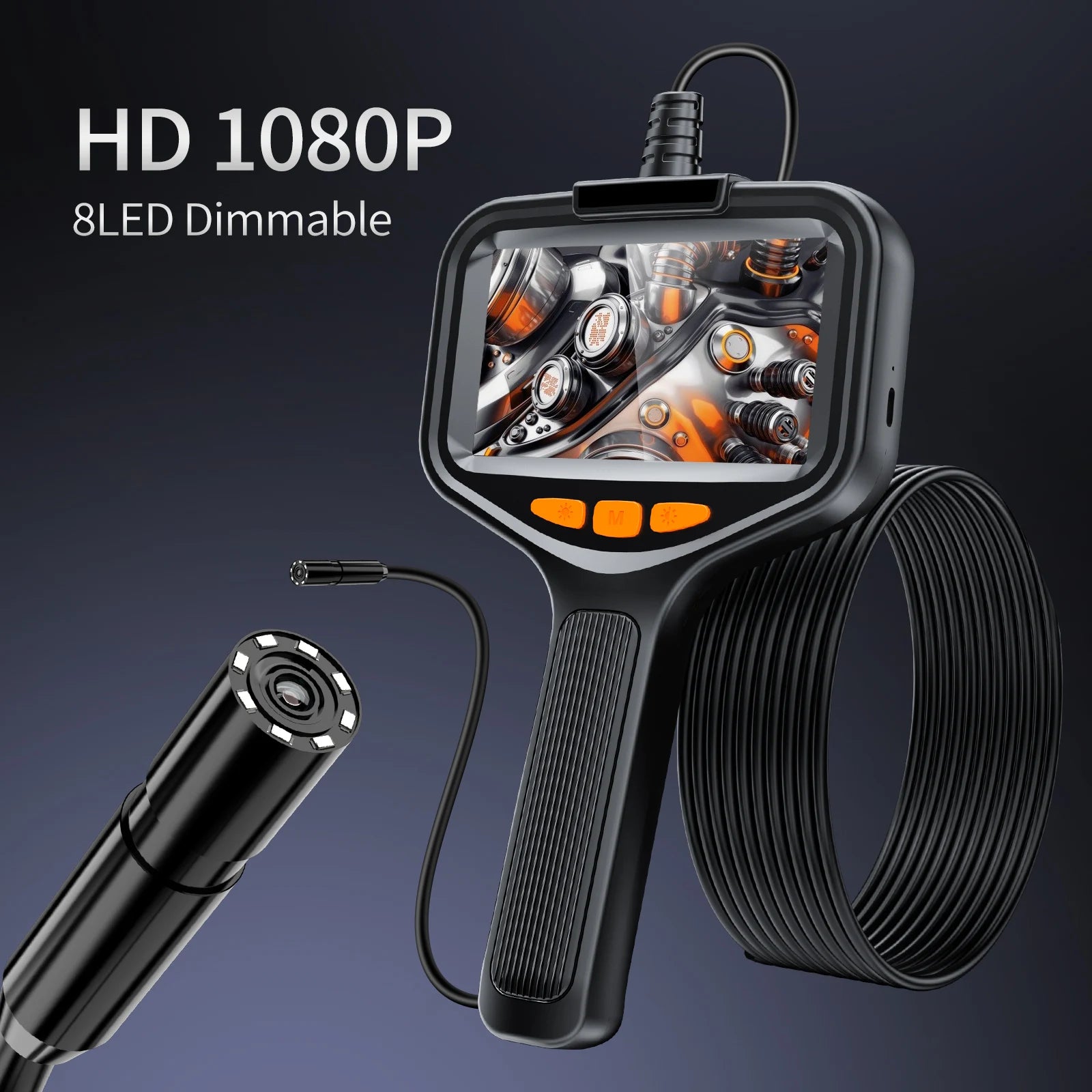 Caméra Numérique HD Étanche pour Inspection d'Égout avec 8 Lumières LED, Boroscope de Déterminer, Écran LCD, IP67, 4.3 P, 1080