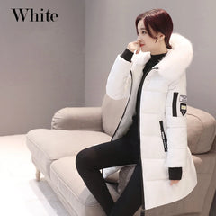 Parka à capuche avec col en fourrure pour femme, chaude, à la mode, confortable, poches zippées, longue veste élégante, Slim et épaisse, manteaux féminins, hiver