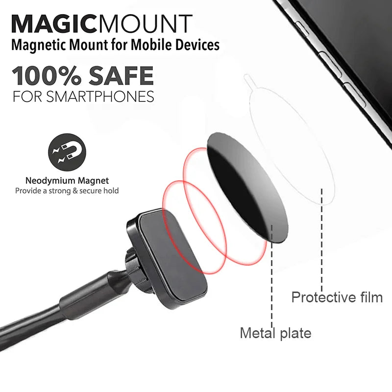 Support de téléphone magnétique universel pour voiture, bras long, pare-brise, tableau Prada, support de voiture magnétique, support S6 pour téléphone portable, support pour iPhone support portable pour voiture