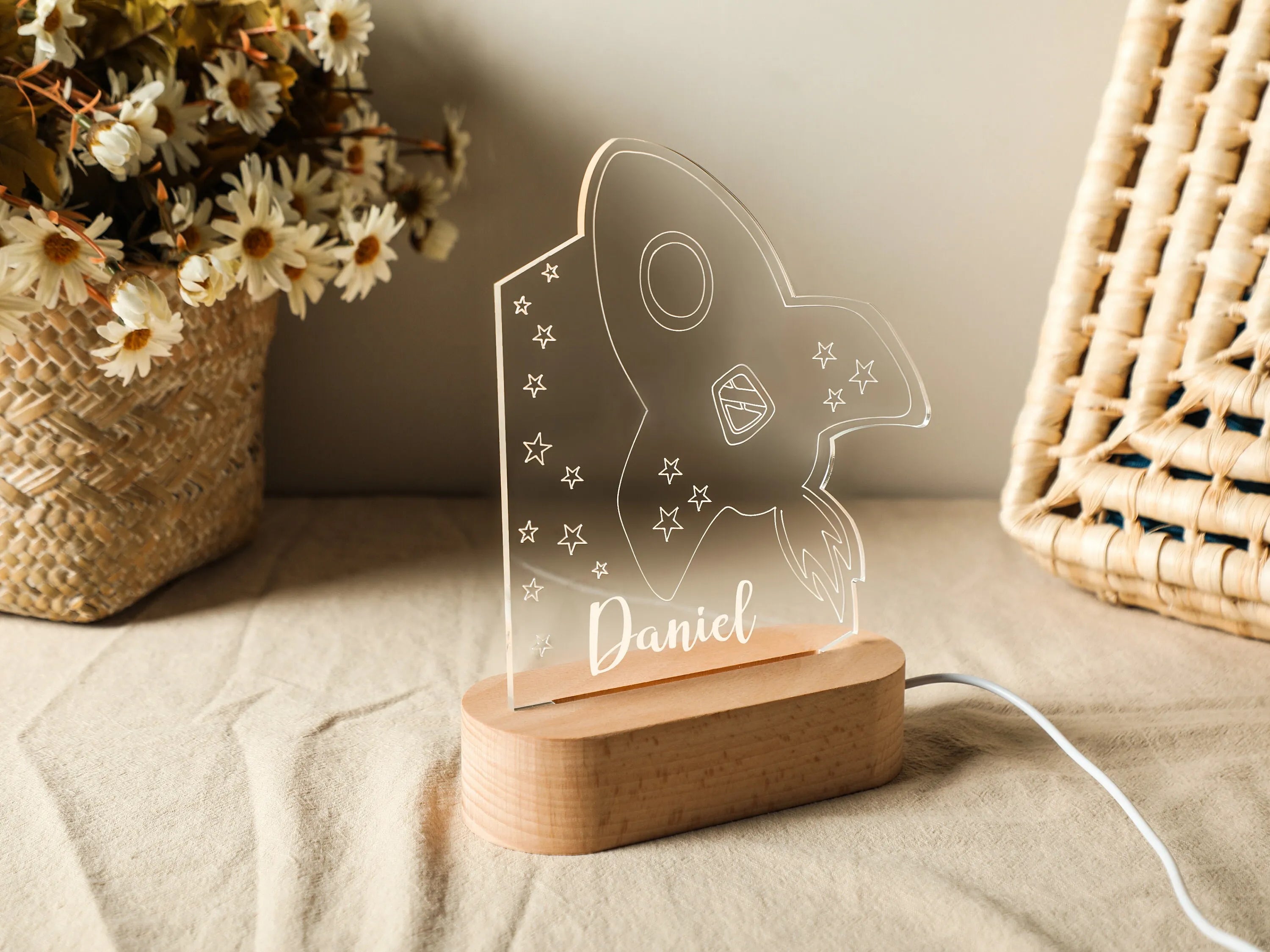 Bébé enfants USB veilleuse personnalisé enfants nom lampe personnalisé pépinière nouveau-né chambre décoration de la maison anniversaire Souvenir cadeau