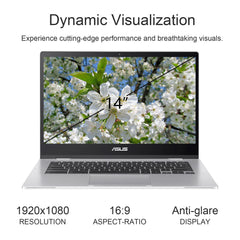 Ordinateur portable ASUS Chromebook CX1400 FHD 14", Intel Celeron N4500, 4 Go de RAM, jusqu'à 320 Go de stockage (64 Go eMMC + 256 Go Micro SD), Chrome OS