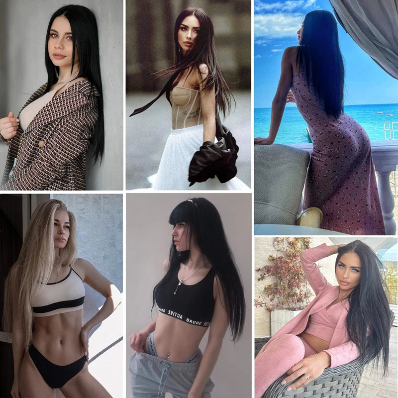 Pince à cheveux humains droite dans les Extensions de cheveux 100% non transformés pleine tête cheveux vierges brésiliens couleur noire naturelle 8 pièces avec 120G