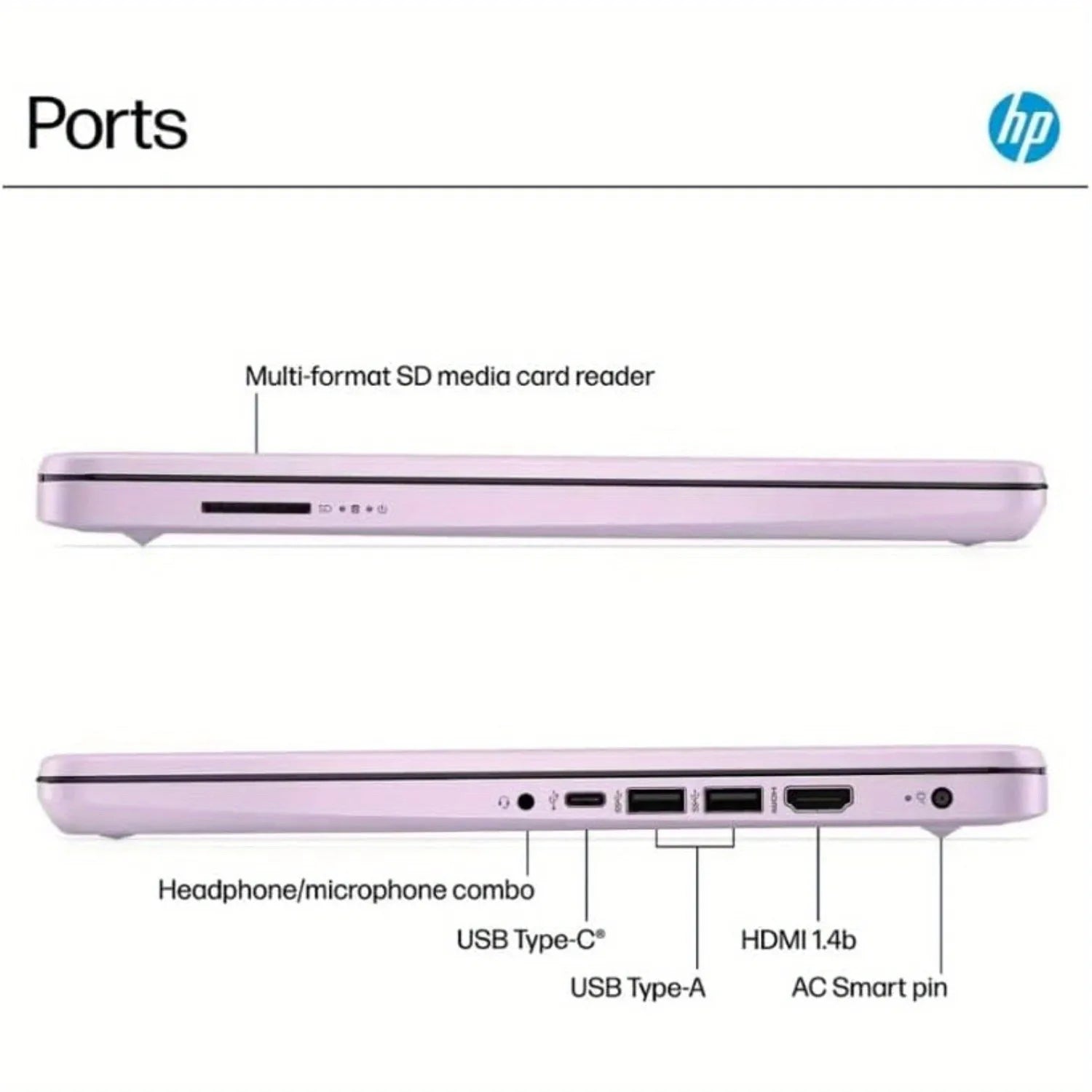 Ordinateur portable professionnel HP HD 14", processeur Intel N150, jusqu'à 16 Go de RAM, 128 Go UFS, graphiques Intel, Wi-Fi 6, Windows 11 S, miel lavande