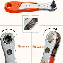 Steel screwdriver with forward/reverse ratchet, right-angle tool for tight spaces, motorcycle and car repair kit