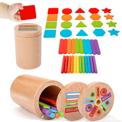 Jouets Montessori pour tout-petits en bois 3 en 1, tasse de tri de couleurs, jouet éducatif précoce, forme assortie, jouet à motricité Fine, Puzzle, cadeaux